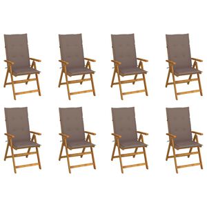 vidaXL Klappst&uuml;hle mit Kissen, 8-teilig, aus massivem Akazienholz