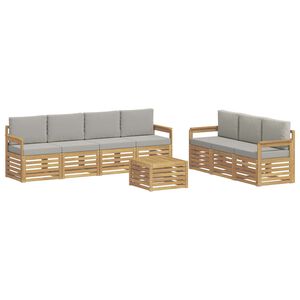 vidaXL Sofagarnituren 8 stk. Wei&szlig; und Hellgrau Polyester