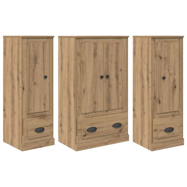 vidaXL Highboard mit Schubladen 3 pcs Artisan-Eiche Holzwerkstoff