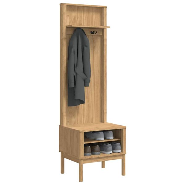 vidaXL Flurschrank FLORO Wachsbraun 50 x 40 x 158 cm Massivholz Kiefer