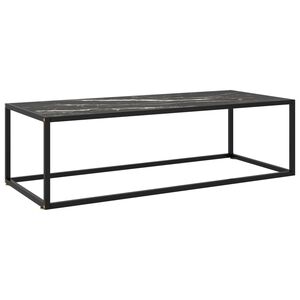 vidaXL Couchtisch Schwarz mit Schwarzem Glas in Marmor-Optik 120x50x35