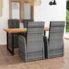 vidaXL 5-tlg. Garten-Essgruppe mit Kissen Poly Rattan Grau
