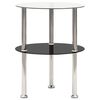 vidaXL Beistelltisch mit 2 Ablagen Transparent & Schwarz 38cm Hartglas