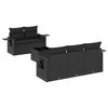 vidaXL 6-tlg. Garten-Sofagarnitur mit Kissen Schwarz Poly Rattan