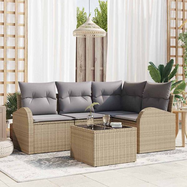 vidaXL Gartensofa-set Beige Poly-Rattan