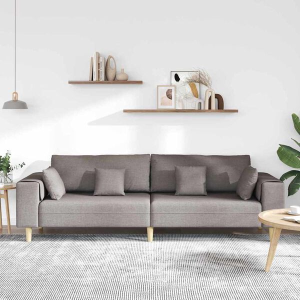 vidaXL Sofa mit Kissen Taupe 250 x 77 x 76 cm Stoff