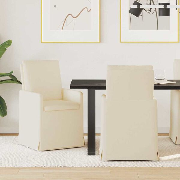 vidaXL Esszimmerst&uuml;hle 2 pcs Beige 57 x 67 x 98 cm Leinen