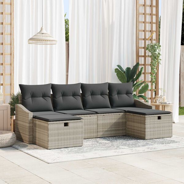 vidaXL Sofa Set mit Kissen 6 pcs Poly-Rattan