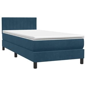 vidaXL Boxspringbett mit Matratze Dunkelblau 80x210 cm Samt