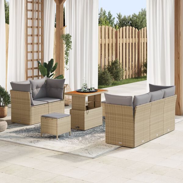 vidaXL Garten-Sofa-Set mit Kissen 8 pcs Beige und Hellgrau