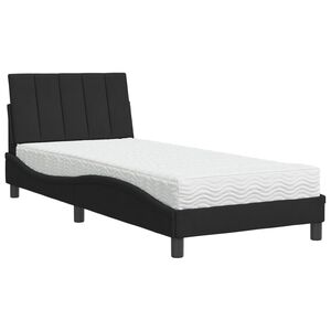 vidaXL Bett mit Matratze "Hanko" Schwarz 90x200 cm Samt