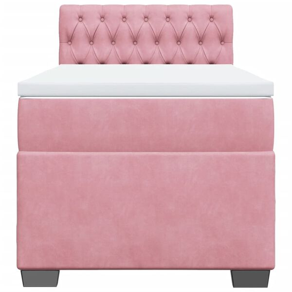 vidaXL Boxspringbett mit Matratze Rosa 100x200 cm Samt