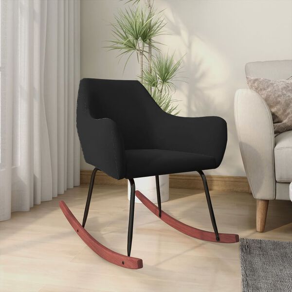 vidaXL Schaukelstuhl Schwarz Samt