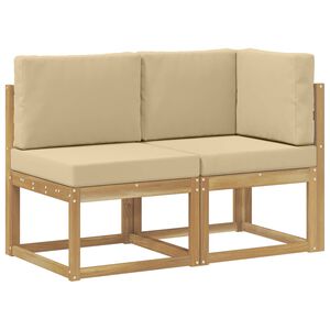 vidaXL Outdoor Mittel- und Ecksofa 2 St&uuml;ck Wei&szlig; Massivholz Akazie