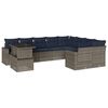 vidaXL 10-teiliges Gartensofa-Set mit Kissen, grau, Polyrattan