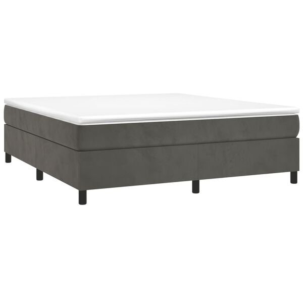 vidaXL Boxspringbett mit Matratze Dunkelgrau 200x200 cm Samt