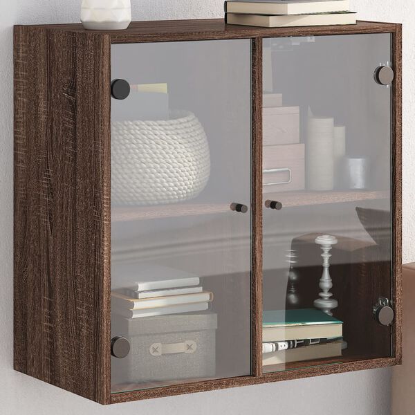 vidaXL Wandschrank mit Glast&uuml;ren Braun Eichen-Optik 68x37x68,5 cm