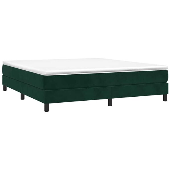vidaXL Boxspringbett mit Matratze Dunkelgr&uuml;n 180x200 cm Samt