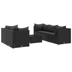 vidaXL 6-tlg. Garten-Lounge-Set mit Kissen Schwarz Poly Rattan