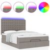 vidaXL Ottoman-Bett mit Matratze & LEDs Taupe 140x200 cm Stoff