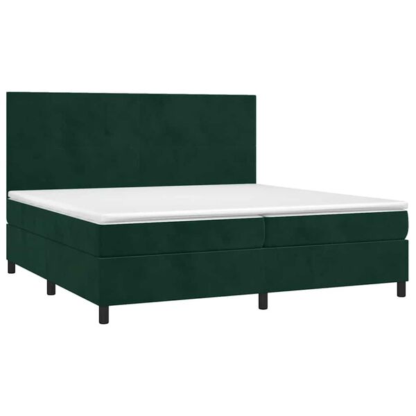 vidaXL Boxspringbett mit Matratze Dunkelgr&uuml;n 200x200 cm Samt