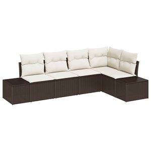vidaXL Gartensofa-set mit Speicher 5 pcs Braun und Creme Poly-Rattan