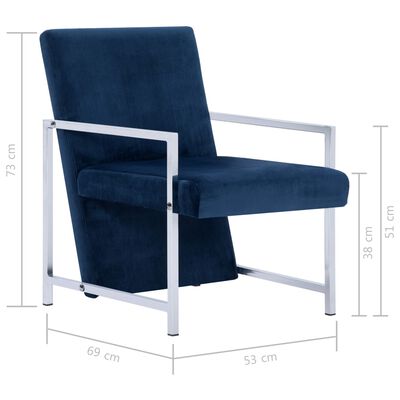 vidaXL Sessel mit verchromten Füßen Blau Samt
