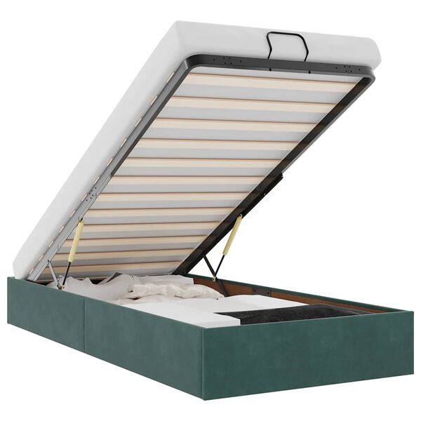 vidaXL Ottoman-Bett ohne Matratze Dunkelgrün 90x200 cm Samt