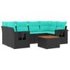 vidaXL 7-teiliges Gartensofa-Set mit Kissen, schwarzes Polyrattan