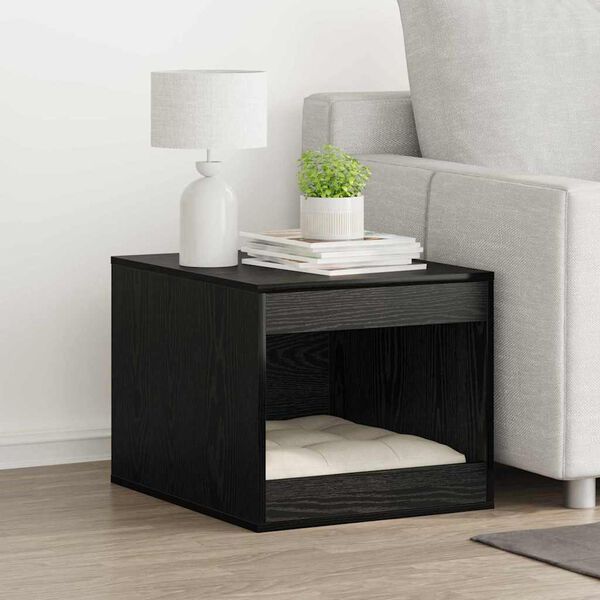 vidaXL Katzenstreu Box Umz&auml;unung Schwarz Eichen-Optik 47 x 59 x 42 cm