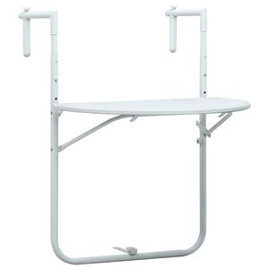 vidaXL Balkon-H&auml;ngetisch Wei&szlig; 60x64x83,5 cm Kunststoff Rattan-Optik
