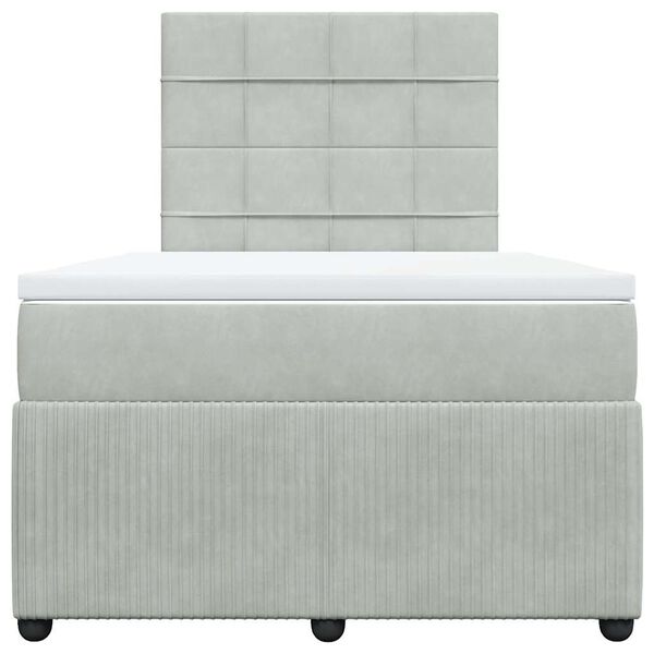 vidaXL Boxspringbett mit Matratze Hellgrau 120x190 cm Samt
