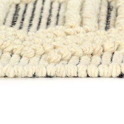 vidaXL Teppich Handgewebt Wolle 80×150 cm Weiß/Schwarz
