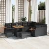 vidaXL Gartensofa-set mit Kissen 13 pcs Schwarz Poly-Rattan