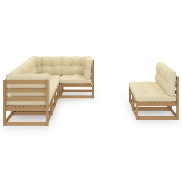 vidaXL 7-tlg. Garten-Lounge-Set mit Kissen Massivholz Kiefer