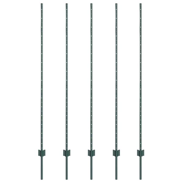 vidaXL Zaunpfosten 5 pcs Gr&uuml;n 160 cm Stahl