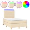 vidaXL Boxspringbett mit Matratze & LED Creme 120x190 cm Stoff