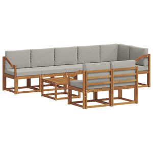 vidaXL Outdoor-Sofagarnitur mit Kissen 9 pcs Nat&uuml;rlich und Hellgrau