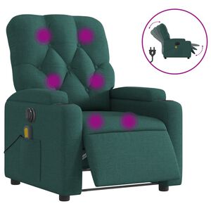 vidaXL Massagesessel Elektrisch Dunkelgr&uuml;n Stoff