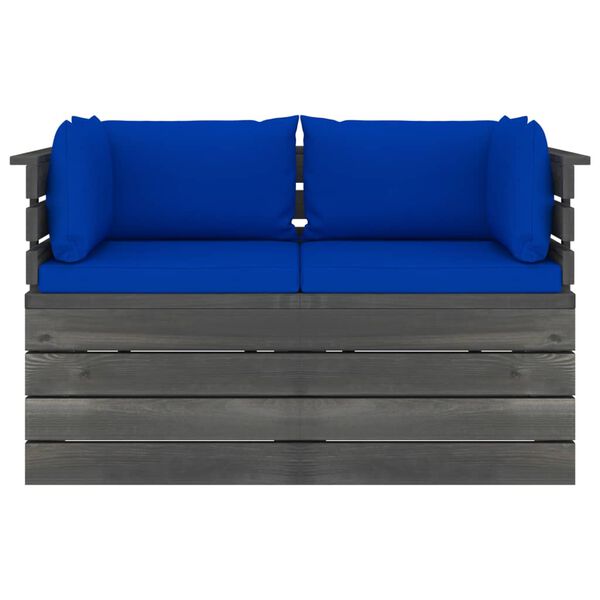 vidaXL Garten-Palettensofa 2-Sitzer mit Kissen Kiefer Massivholz