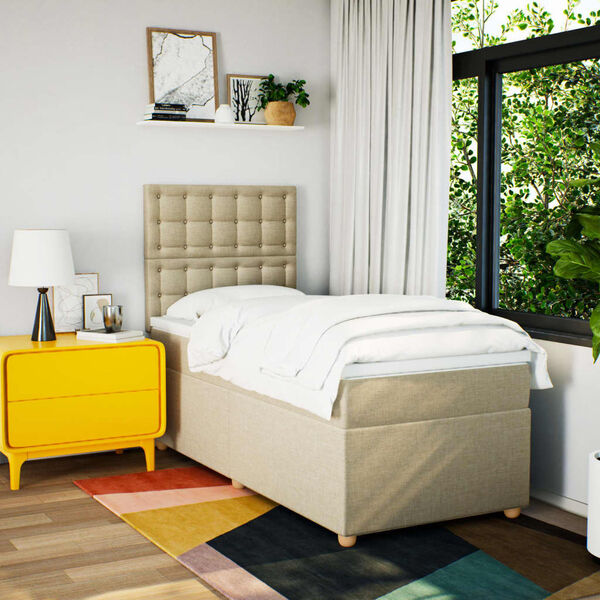 vidaXL Boxspringbett mit Matratze Creme 80x200 cm Stoff