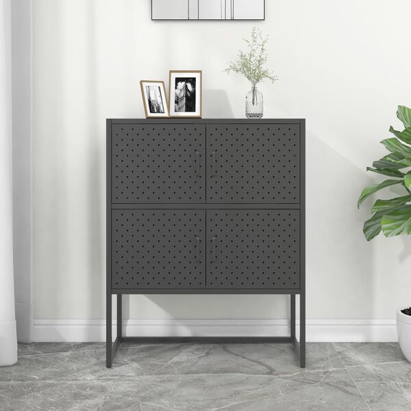 vidaXL Highboard Anthrazit 80x35x100 cm Stahl
