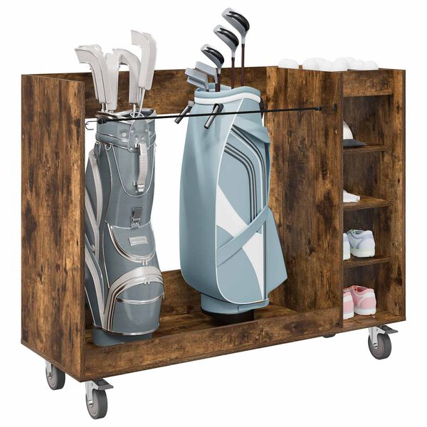 vidaXL Golf Schrank Mit Rad Uni Ger&auml;ucherte Eiche 120 x 45 x 98 cm