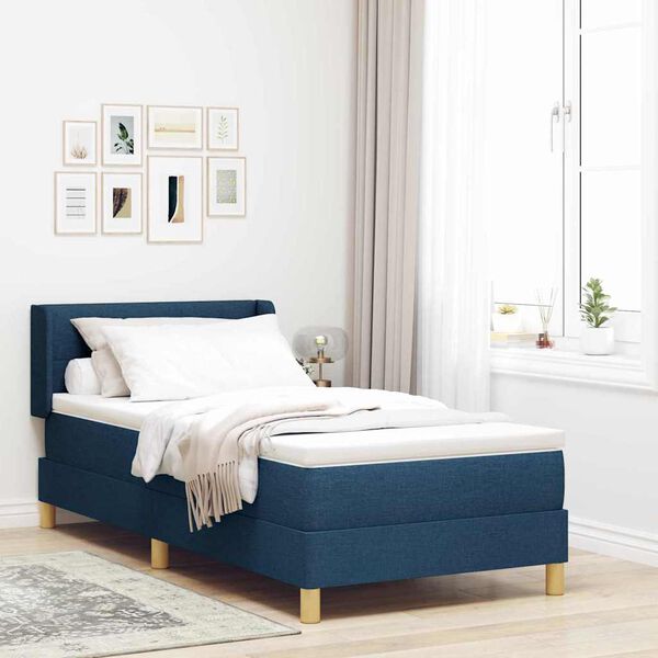 vidaXL Boxspringbett mit Matratze mit Kopfteil Blau 200 x 80 cm Stoff