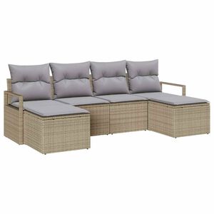 vidaXL Sofa Set mit Kissen 6 pcs Beige und Hellgrau Poly-Rattan