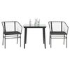 vidaXL 3-tlg. Garten-Essgruppe mit Kissen Schwarz Poly Rattan Glas