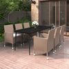 vidaXL 7-tlg. Garten-Essgruppe mit Kissen Poly Rattan und Glas