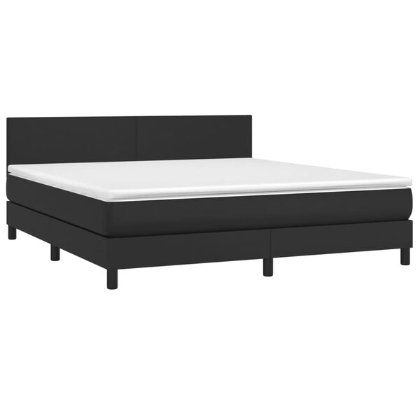 vidaXL Boxspringbett mit Matratze & LED Schwarz 180x200 cm Kunstleder