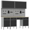 vidaXL Werkbank 10 Stk. Schwarz und Grau Ingenieure Holz und Stahl