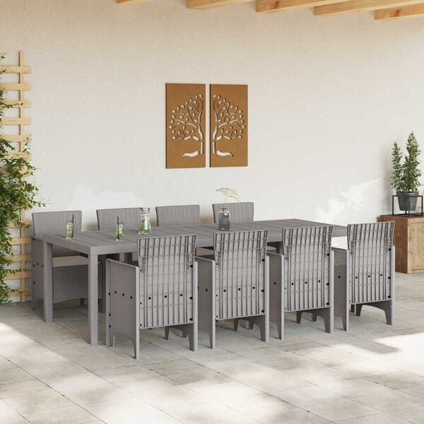 vidaXL Garten Essgruppe 9 pcs Wei&szlig; Polt Rattan